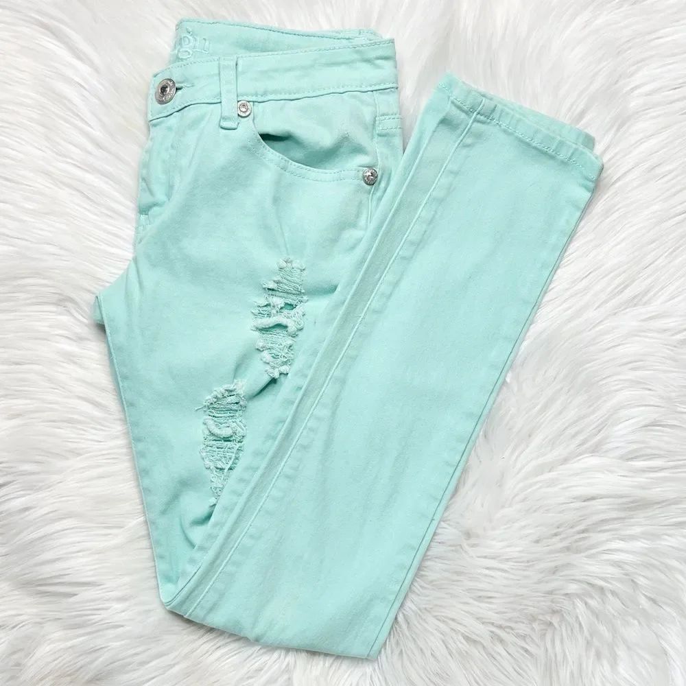 Reign Distressed Skinny Jeans Light Blue Size 5